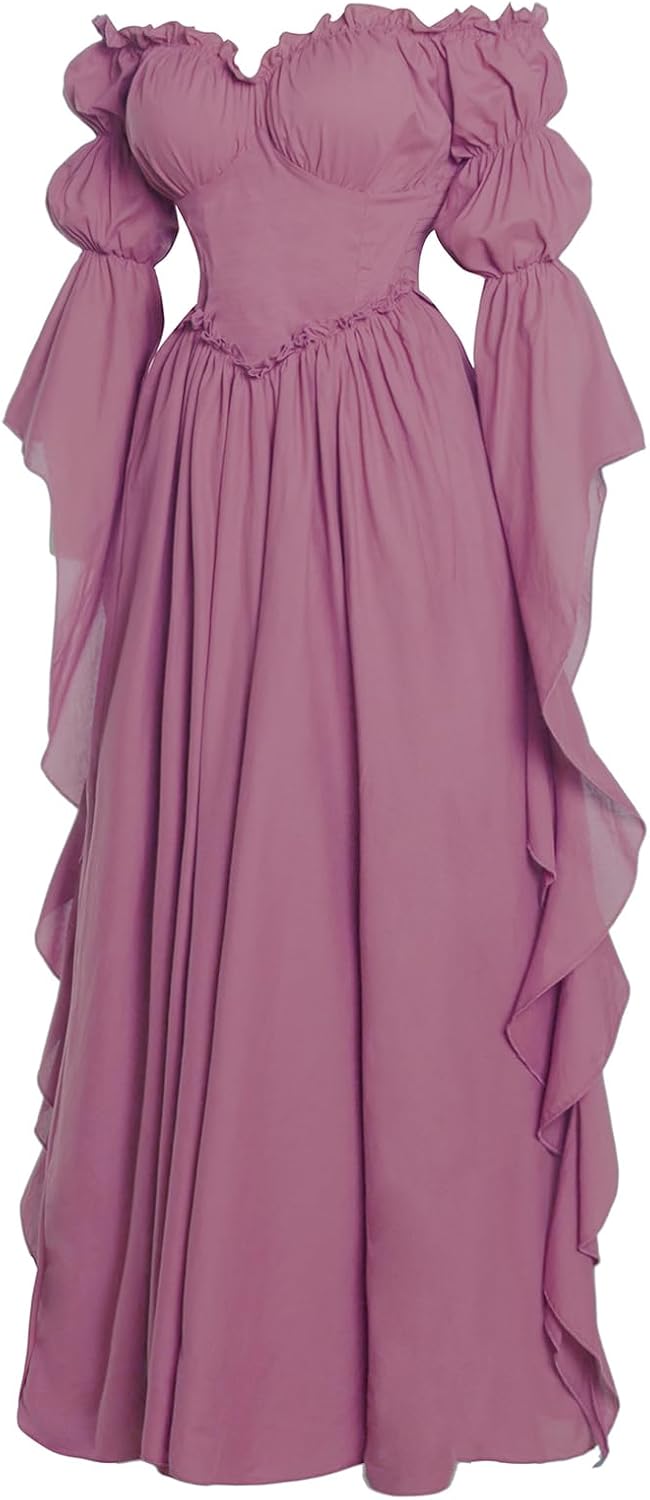 Vibsion Medieval Renaissance Costume Dress Regency Dresses for Women Victorian