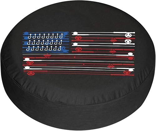 Miniatura 7 de Cubierta de neumático de repuesto, cañas de pescar, bandera estadounidense, accesorios de campamento para neumático de repuesto, resistente a la