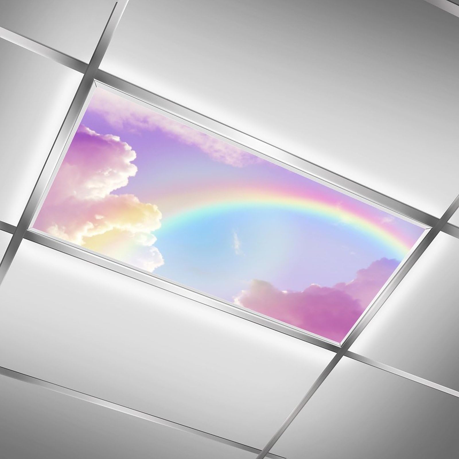 2 Pack Fluorescent Light Cover for Ceiling Light -Rosy Clouds Magnetic Light Covers Classroom, Light Filters Drop Fluorescent Light Shade Panel for Office Home School,4 X 2 Ft