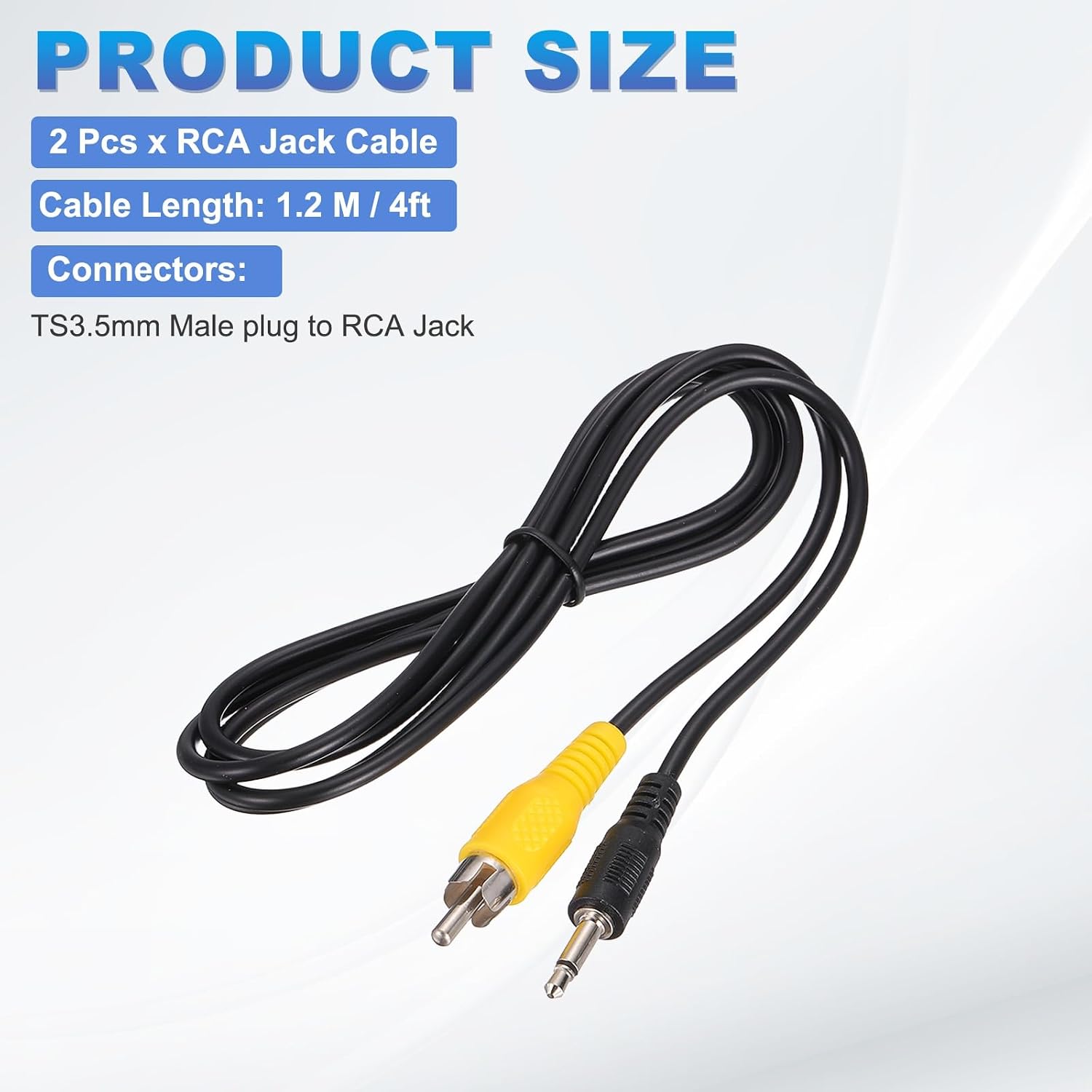 MECCANIXITY 2 Pcs TS3.5mm Male to RCA Jack Cable, 1.2 Meter(4 Ft) Copper Core 3mm PVC Audio AUX Cable for High Fidelity Sound Transmission to TV/Amplifier/Speaker/Mobile