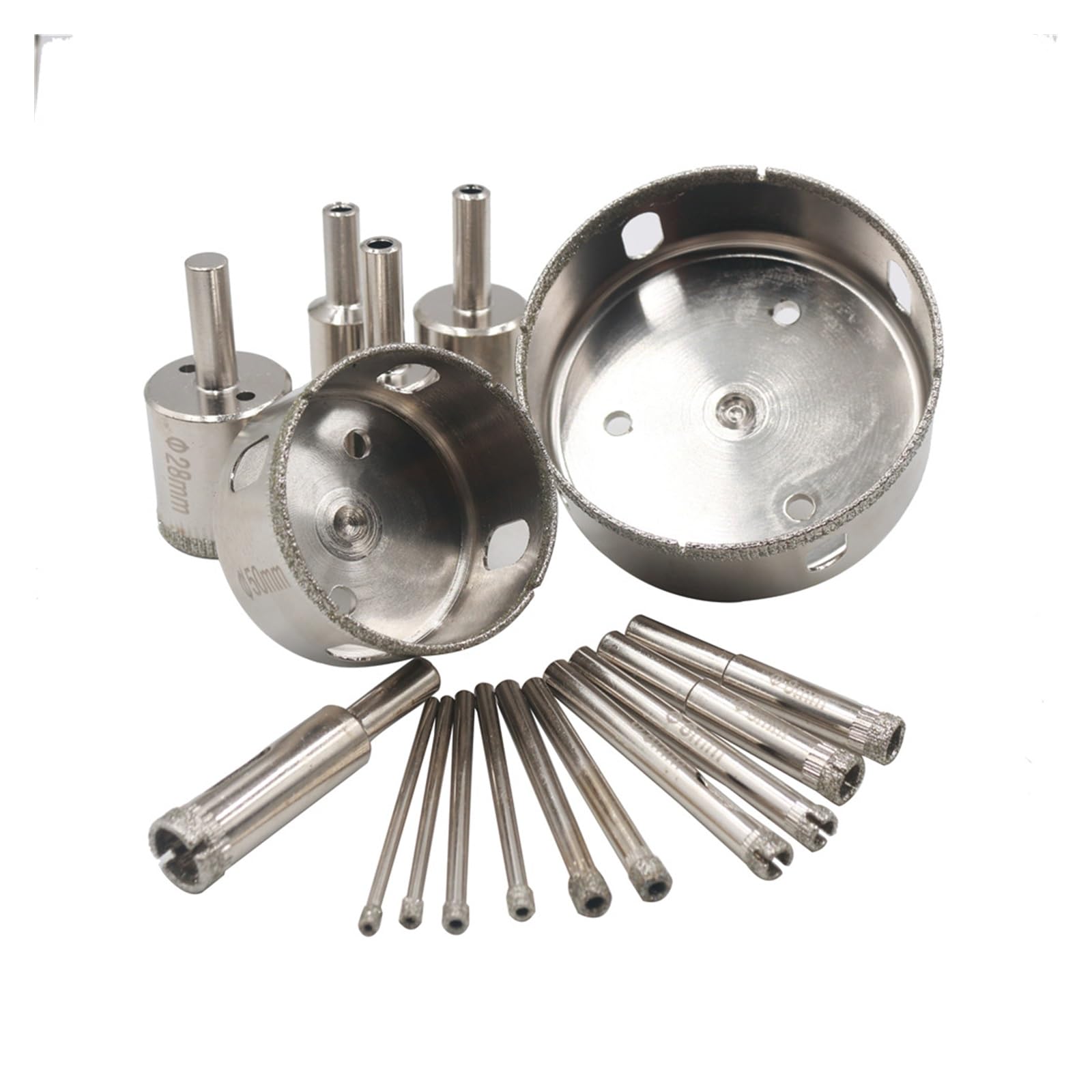 Set di punte da trapano HSS con rivestimento diamantato for piastrelle in marmo, vetro, ceramica, seghe a tazza for utensili elettrici 6mm-100mm(14PCS(A))