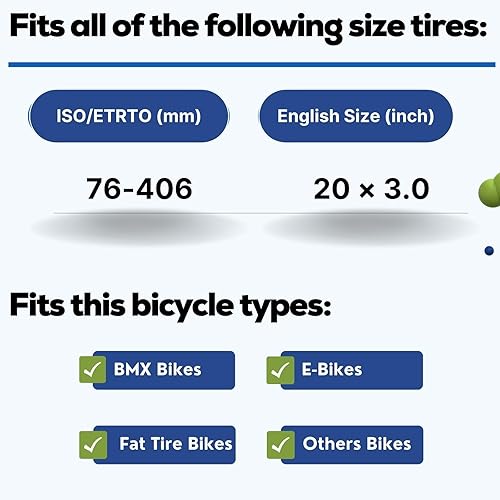 Miniatura 6 de Corki Cycles - Tubo de neumático grueso de 20 x 3.0 pulgadas, 20 x 3.5 pulgadas, 20 x 4.0 pulgadas con válvula Schrader de 1.260 in, tubos