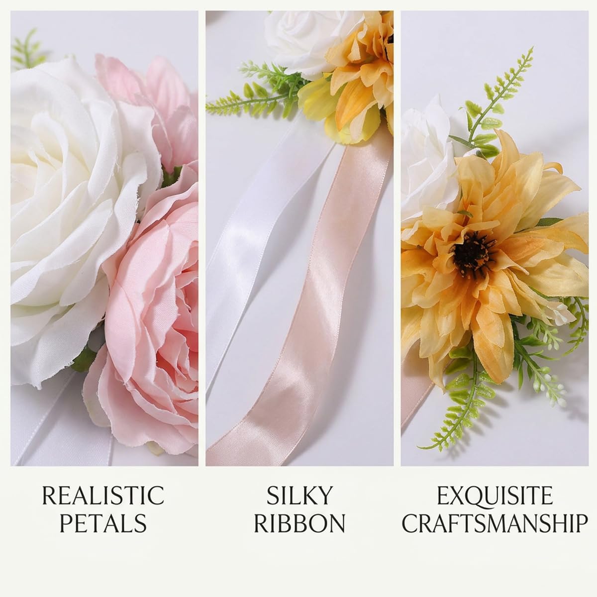 6 Stück Hochzeit Autoschmuck, Hochzeitsdeko, Vielseitige Hochzeits Stuhl Rückenblumen, Wiederverwendbare Künstliche Blume für Hochzeit, Zeremonie, Empfang, Blumendekorationen für Kirche Hellblau