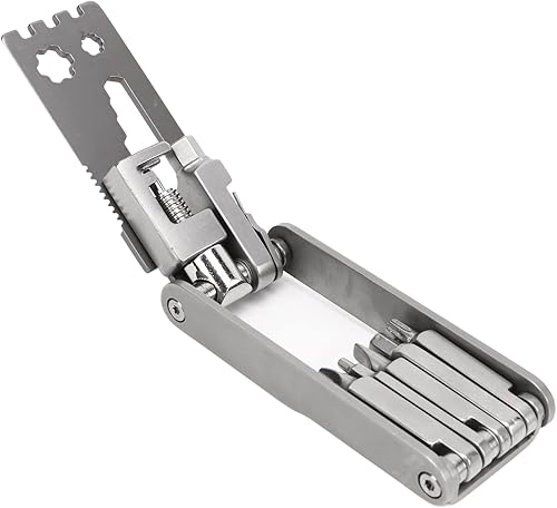 Miniatura 9 de Multiherramienta 17 en 1, multiherramienta de acero inoxidable, kit de reparación de cadena portátil plegable con llaves hexagonales,