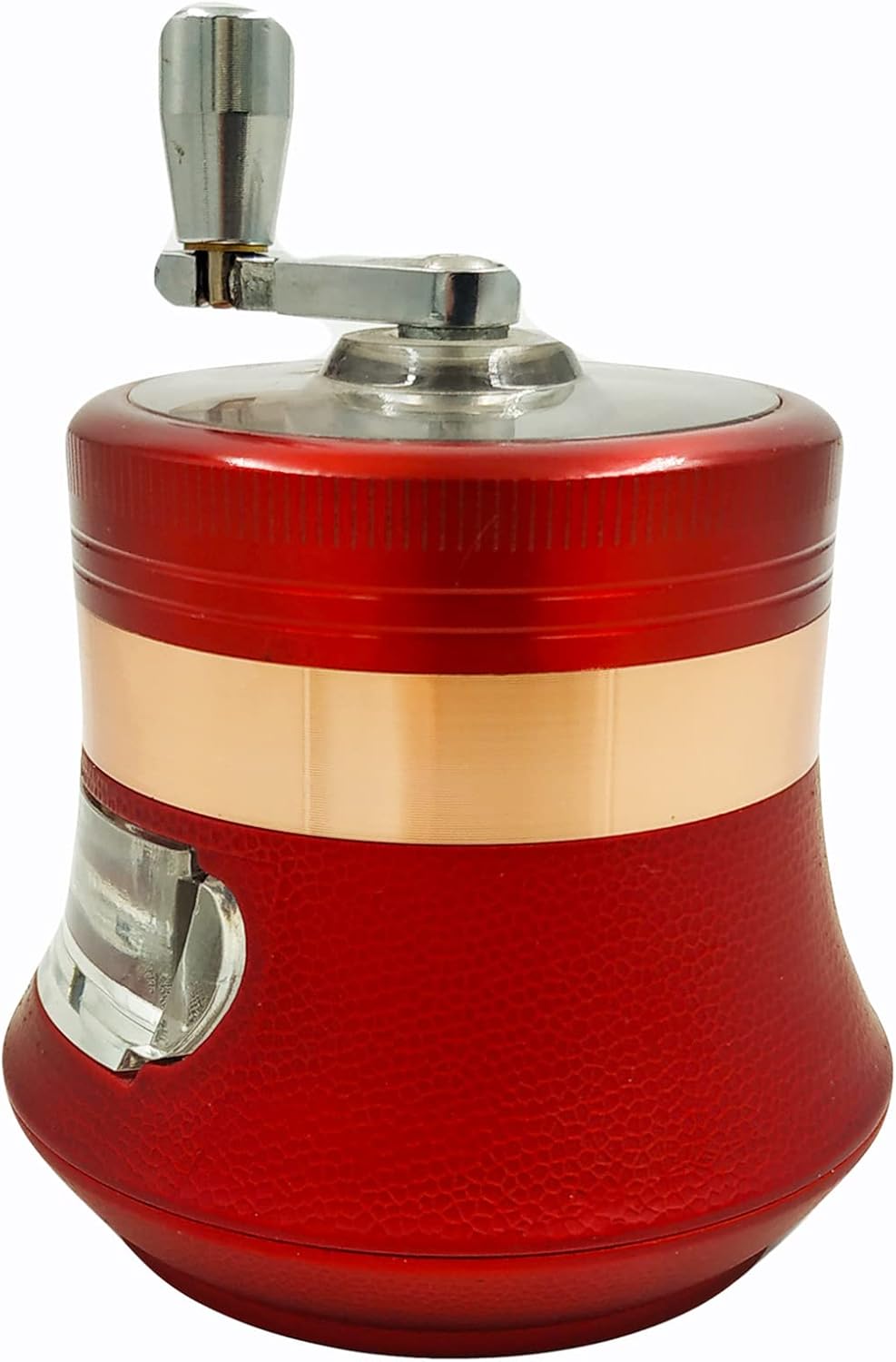3 inch Hand Crank Grinder with Clear Top Red