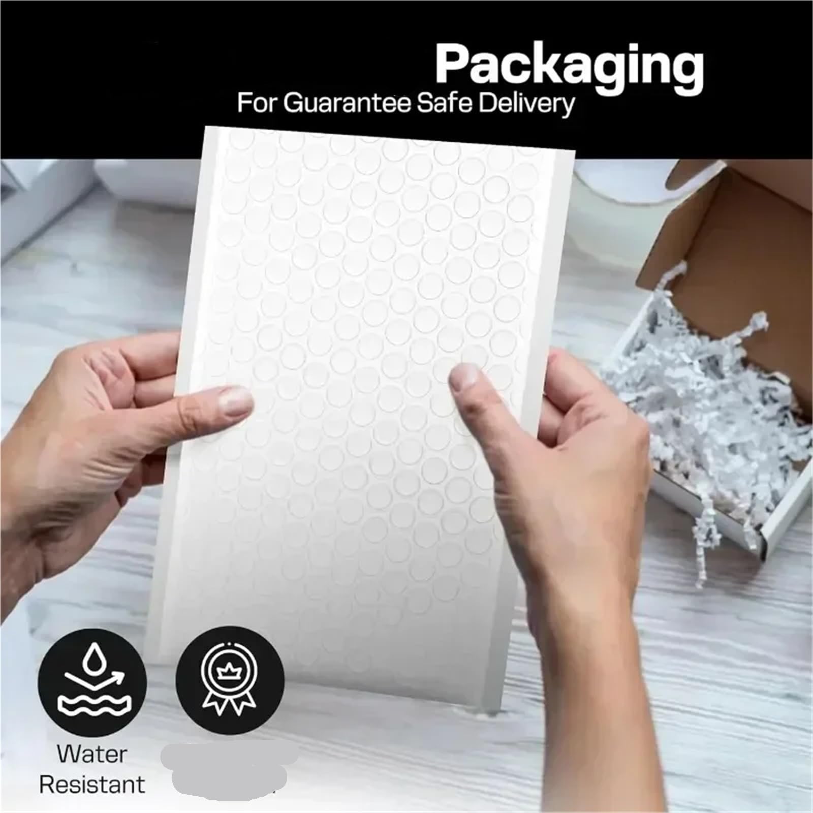 100/10 unidades de sobres acolchados impermeables espuma for envíos, organizador embalaje plástico autoadhesivo para joyas, cosméticos(50PCS,15x18cm)