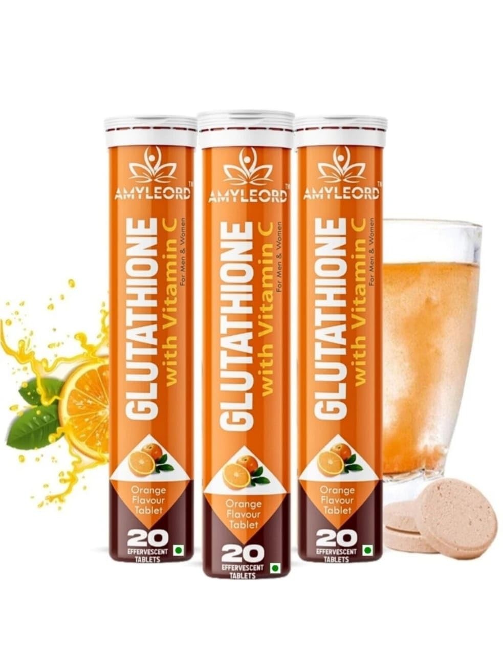 Glow - 500mg Glutathione & Vitamin C Help In Skin Glowing| 60 effervescent tablets |Orange Flavour 20 Count (Pack Of 3) MRP 2997 Rs-image-9