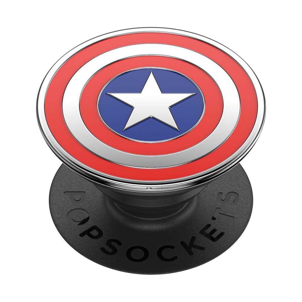 PopSockets PopGrip - Expanding Stand and Grip with a Swappable Top for Smartphones and Tablets - Enamel Captain America