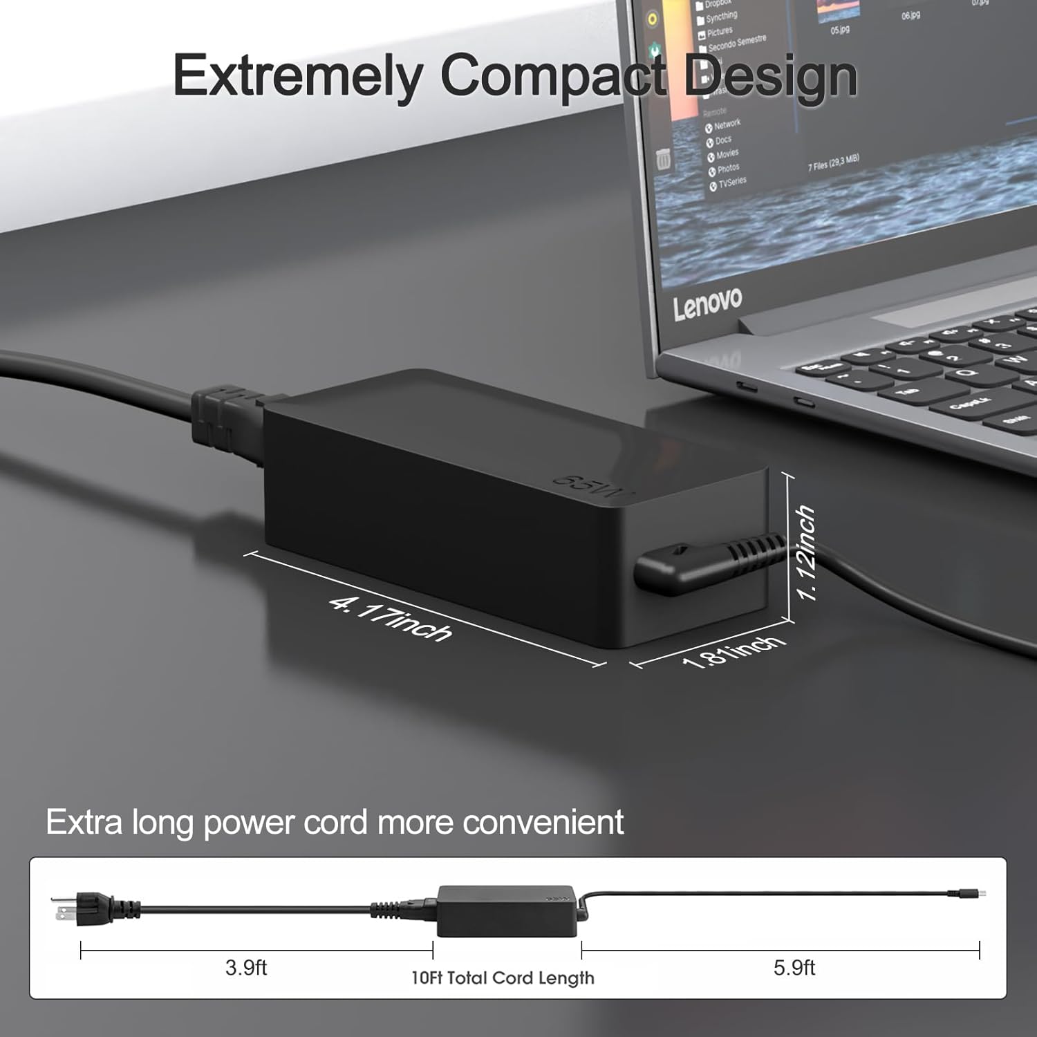USB-C 65W 45W AC Replacement Charger Compatible with Lenovo ThinkPad T480 T490 T580 ADLX65YDC2A ADLX65YLC2D ADLX65YDC3A ADLX65YDC2D chromebook 2nd Gen S330 65W Laptop Power Supply Adapter Cord - Image 6