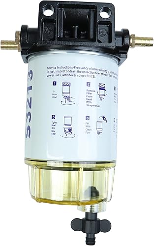 Miniatura 3 de Filtro de combustible separador de agua compatible con motor fueraborda Mercury Marine con púas de 3/8 pulgadas x 1/4 pulgadas NPT accesorios que