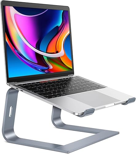 OMOTON Soporte para computadora portátil para escritorio, elevador desmontable para laptop, soporte de aluminio para laptop, compatible con MacBook