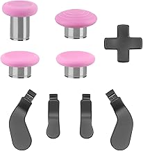 9 in 1 Metal Thumbsticks Accessories for Xbox Elite Wireless Controller Series 2 - Core, Gaming Accessory Replacement, 4 Metal Mod Swap Joysticks, 4 Magnetic Paddles, 1 + D-Pads (Pink)