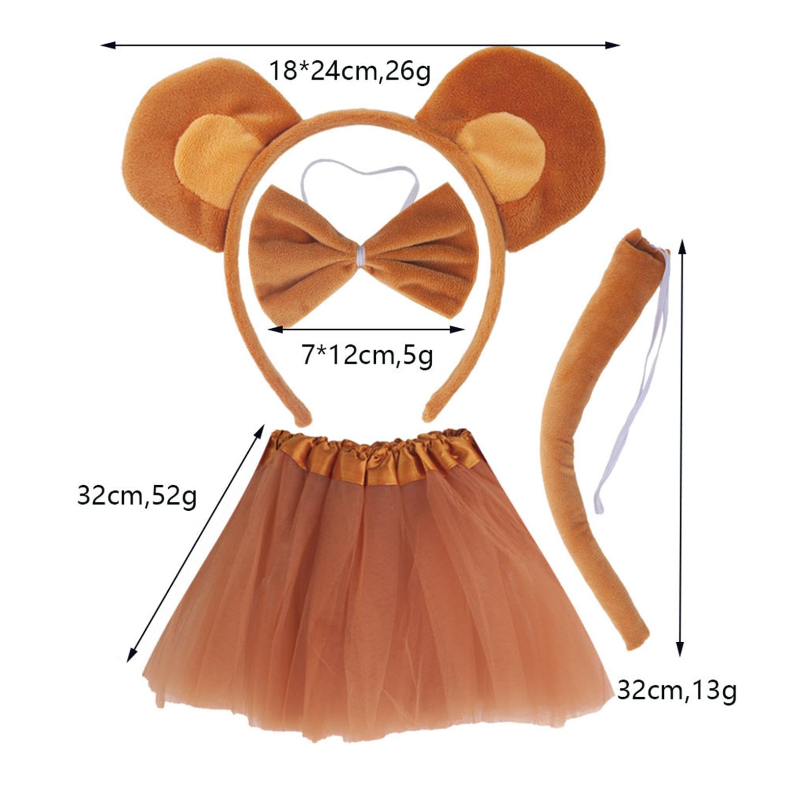 Ensemble Oreilles De Singe Et Queue – Accessoire Costume En Tissu Doux