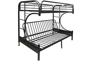 Twin Over Full Futon Bunk Bed with Full Length Gurduails & 2 Side Ladders