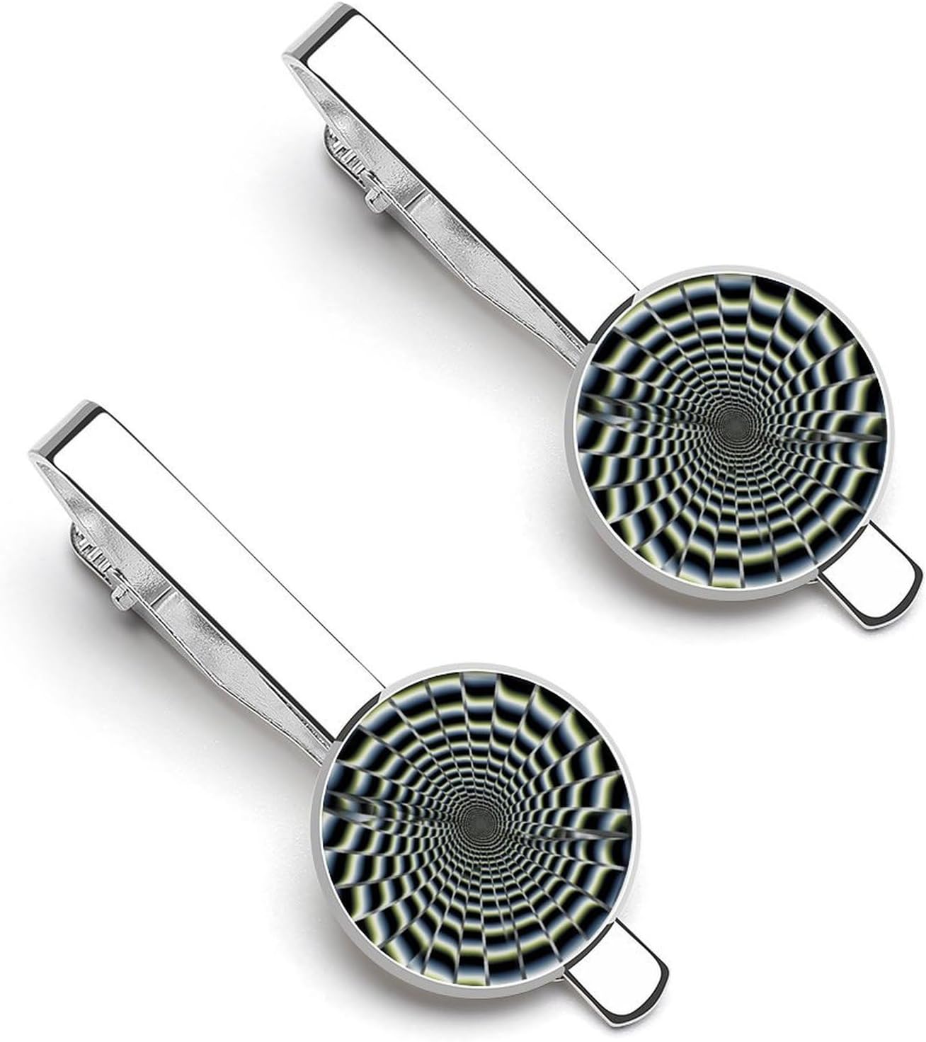 Spiral Optical Illusion Gif 2 Pcs Tie Clips Silver Tie Bar