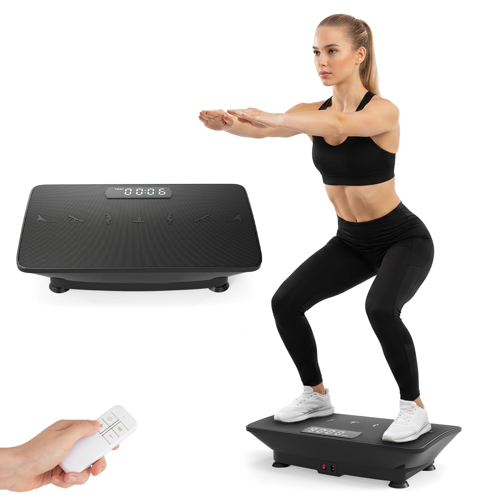 COSTWAY Płyta wibracyjna, płyta wibracyjna z Bluetooth i pilotem zdalnego sterowania, płyta wibracyjna z 10 poziomami intensywności i 2 trybami, obciążenie 100 kg, trenażer wibracyjny do treningu