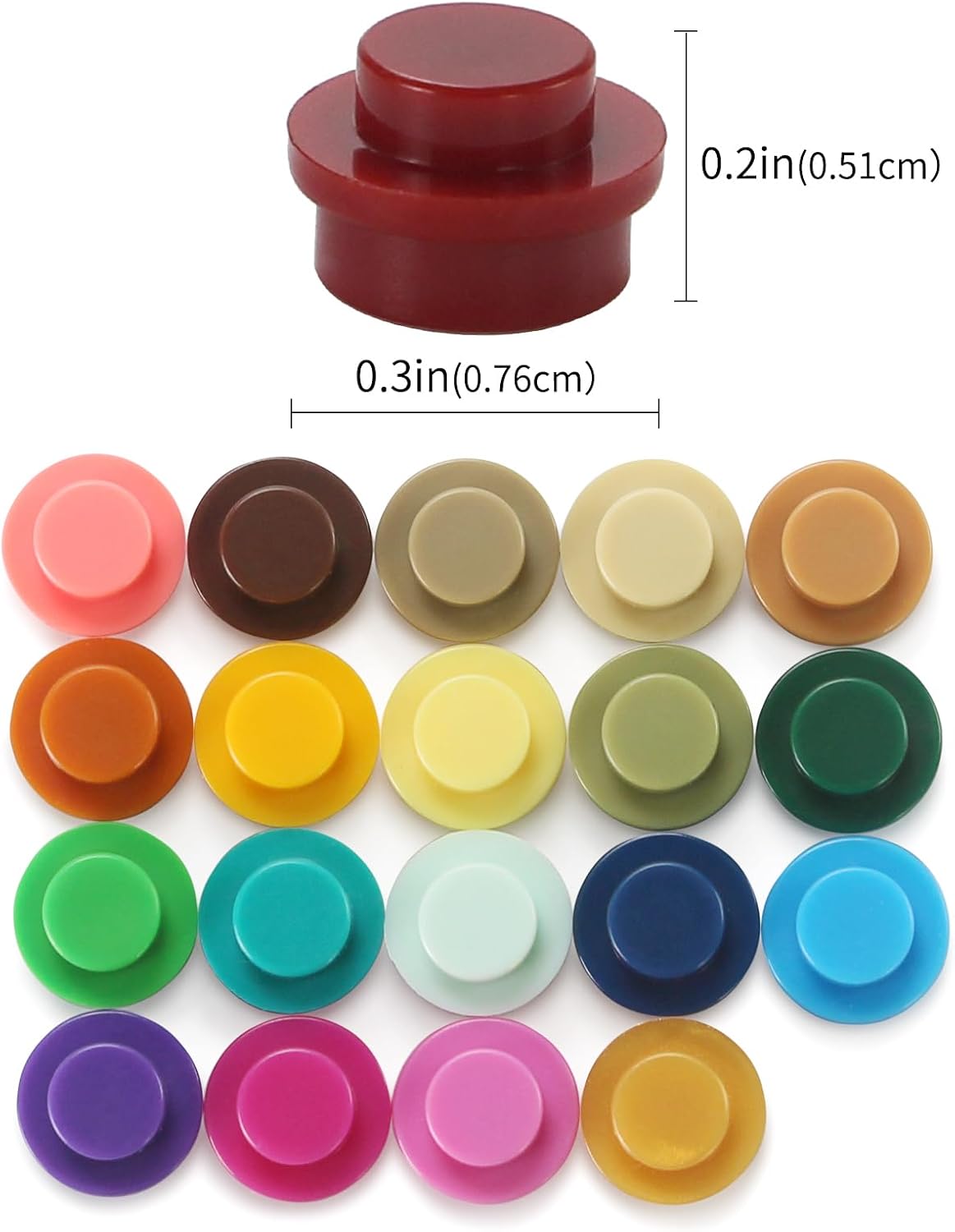 Feleph 1000PCS Multicolored Round Plates 1X1 Building Blocks MOC 20 Colors Pieces Bricks Dots Bulk Studs Accessories Kit Compatible with Major Brand