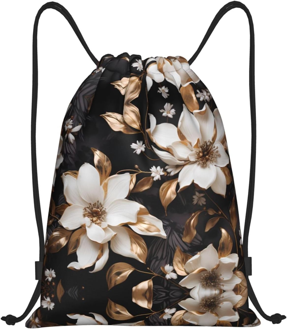 Gilt Lilies Foldable drawstring backpack, lightweight storage bag - large-capacity fitness travel bag