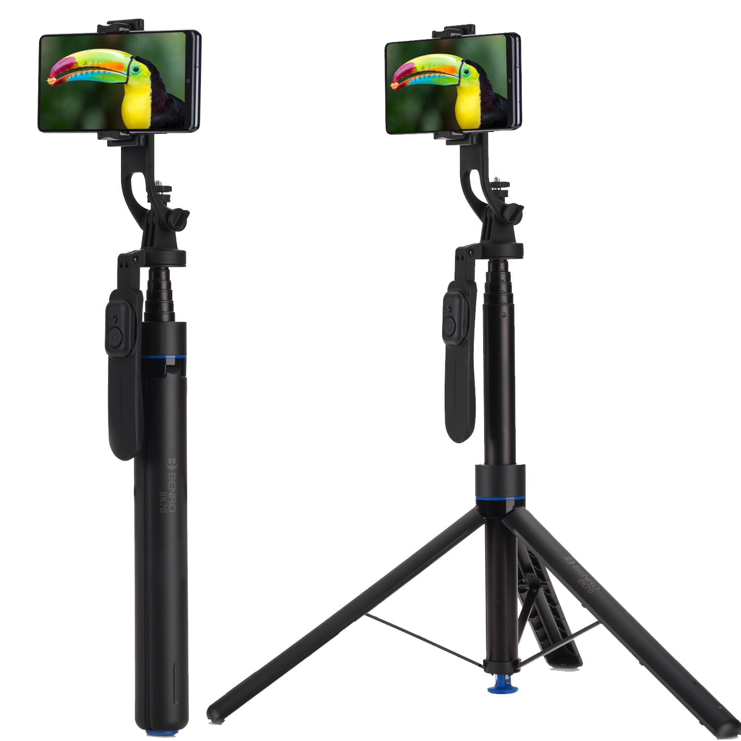 Benro Mini Tripod and Selfie Stick with Bluetooth Remote for Smartphones (Black) (BK70)