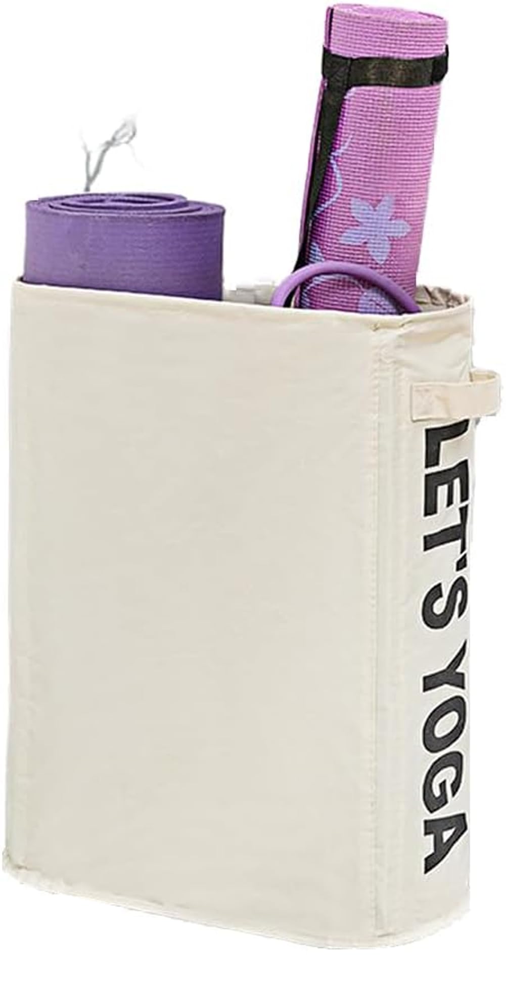 Yoga Mat Storage Rack, Yoga Mat Holder Accessories, Home Gym Yoga Strap and Resistance Bands Storage Rack, Slim Laundry Hamper Handles Collapsible Laundry Basket-image-29