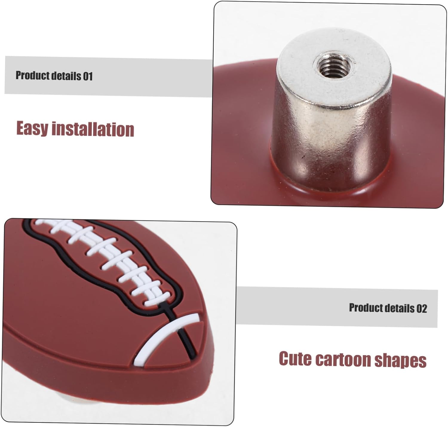Gadpiparty Rugby Drawer Knobs for Boys and Girls Furniture Soft Silicone Cabinet Pulls for Nursery Dressers Wardrobes Safe Handles for Boy Rooms Versatile Use Cabinets