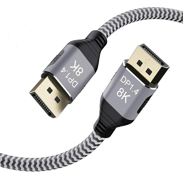 YIWENTEC 5M 16.5ft DisplayPort Ultra HD 8K 4K Copper Cord DP 1.4 HBR3 8K@60Hz 4K@144Hz High Speed 32.4Gbps HDCP 3D Slim and Flexible DP to DP Cable (5M, 8K)