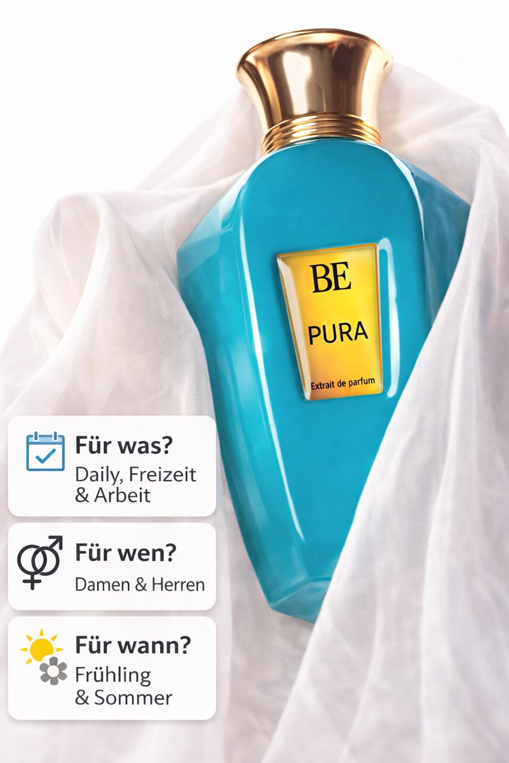 PURA – 100 ml – Extrait de Parfum Unisex – fruttato dolce – Pura – Brillante e seducente – con 25% di olio profumato – fino a 12 ore di profumo di lunga durata