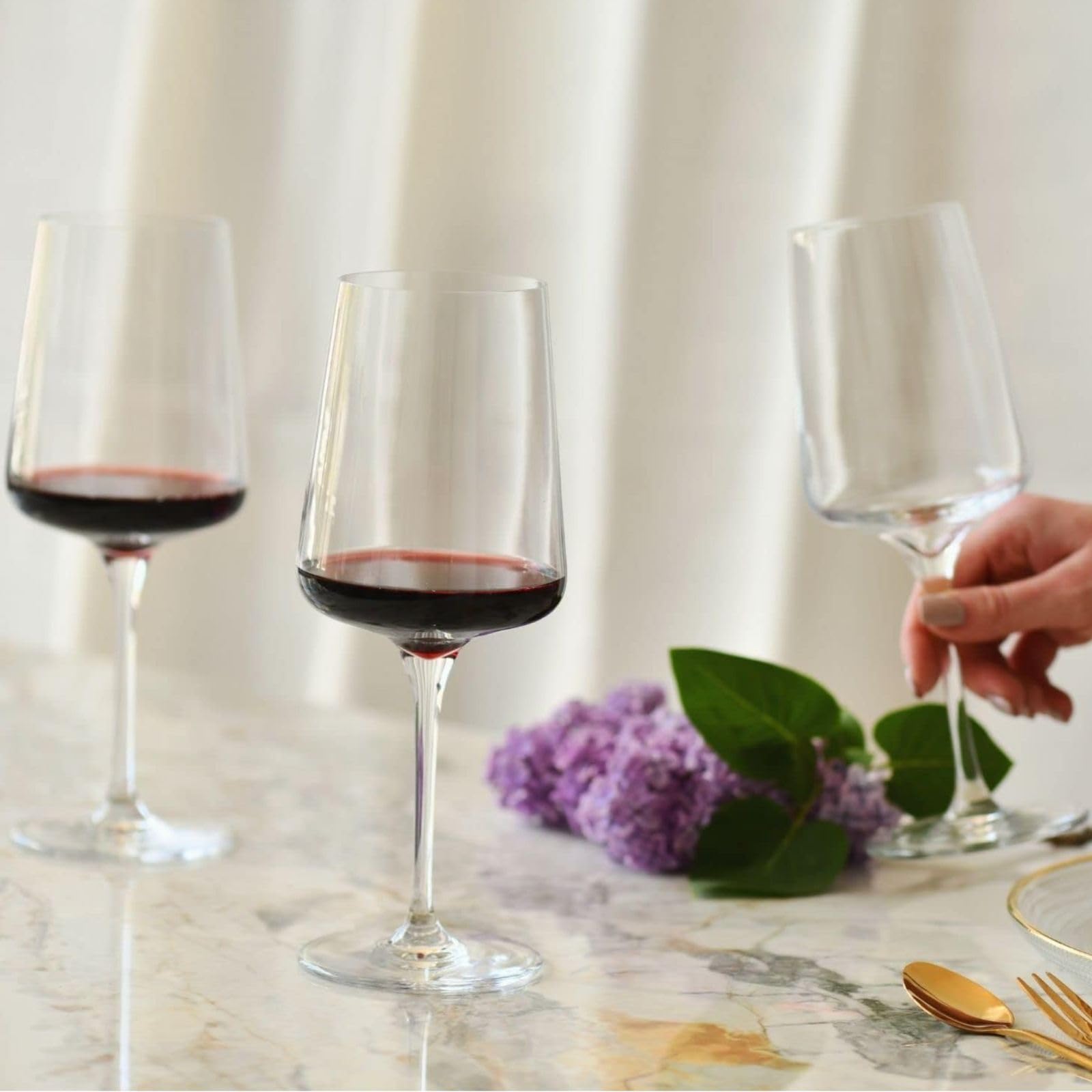 Krosno Verres à Vin Rouge Lot de 6, 500 ml, Merlot, Collection Infinity | Verre à vin blanc, rosé, Cabernet, cocktail, Cristal sans plomb, Compatibles lave-vaisselle, Verrerie élégants, Idée cadeau