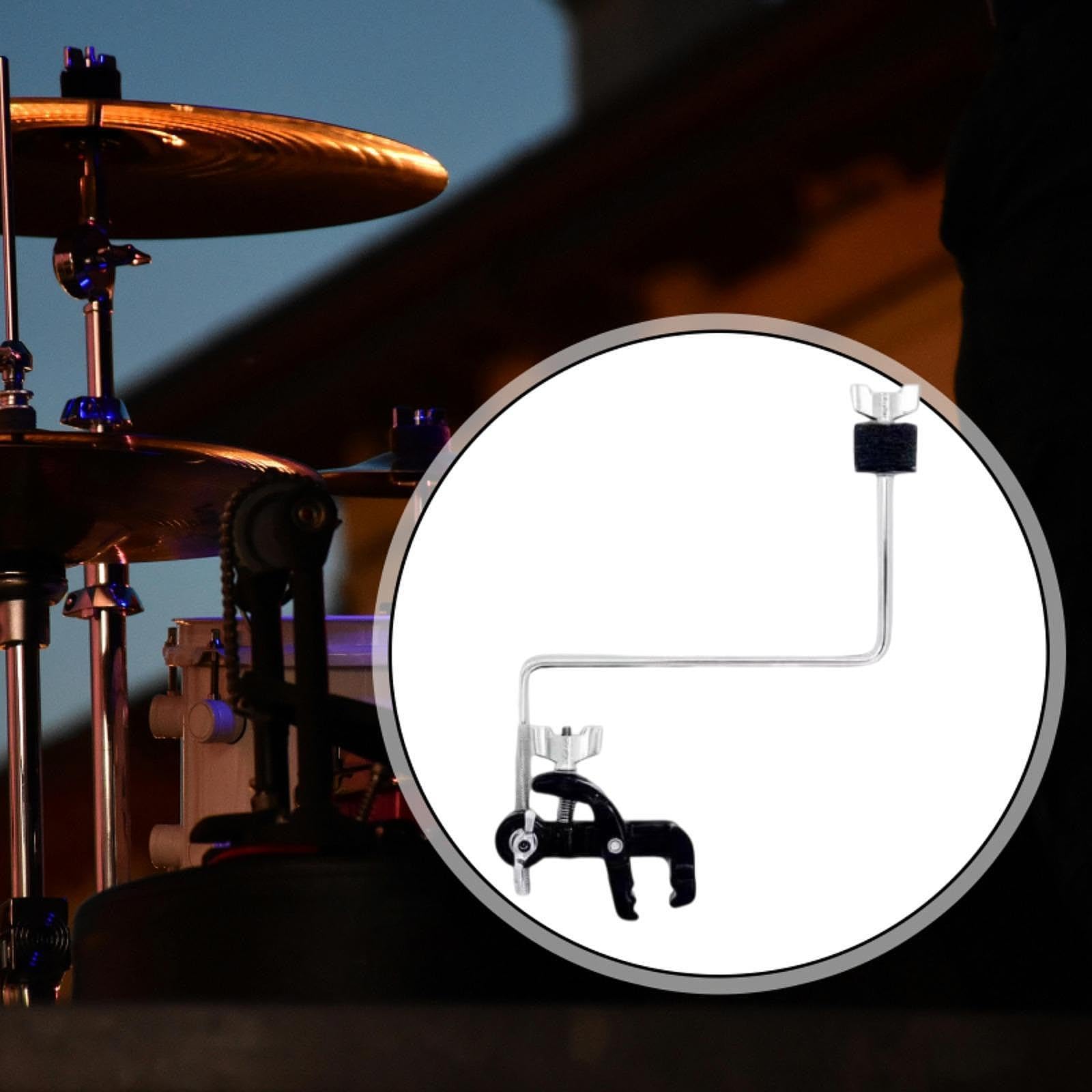 Supporto per Piatti a Cerchio per Grancassa, Strumento a Percussione, Morsetto per Cerchio, Estensione in Acciaio Inossidabile, Meccanismo di Bloccagg, Asta Del Piatto