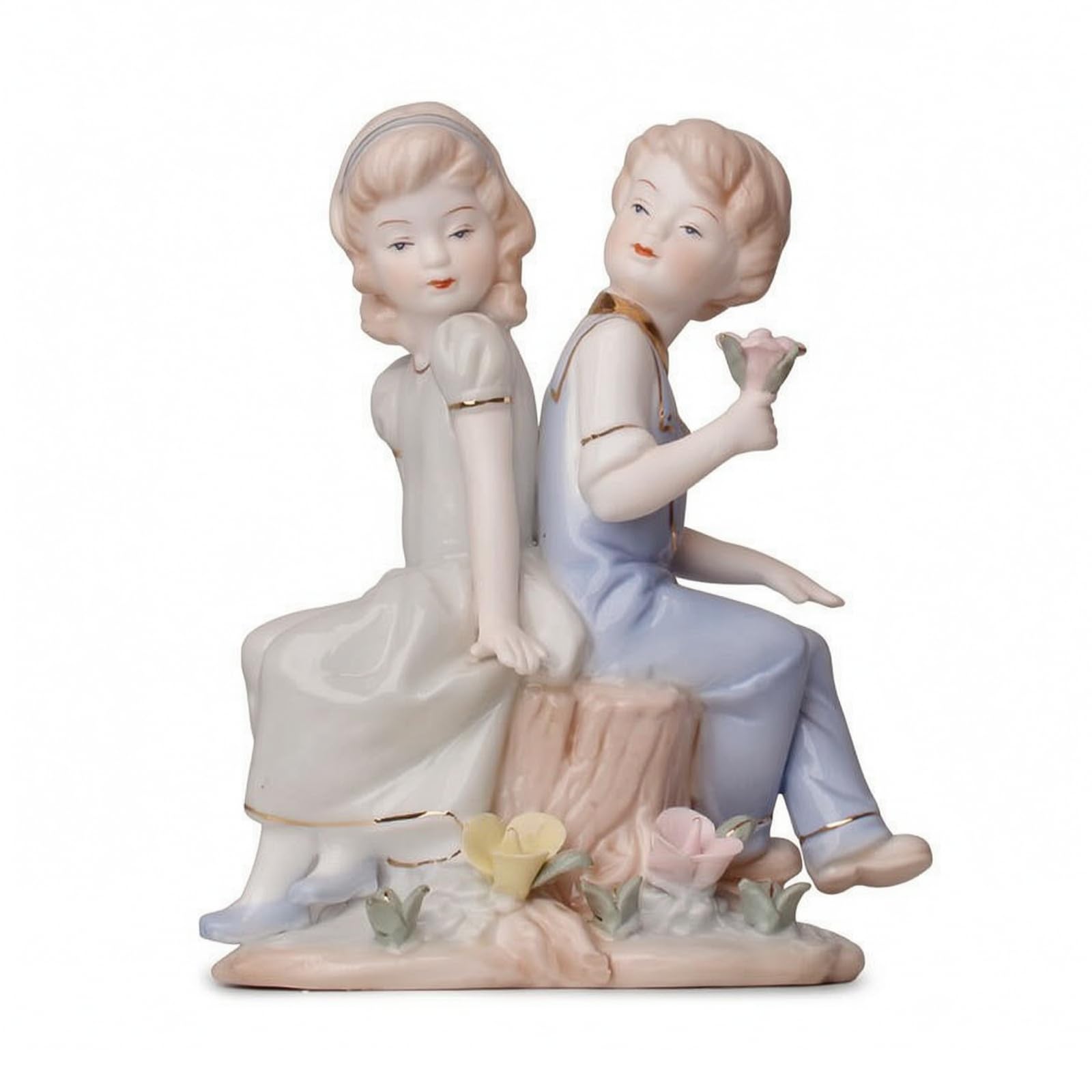 Gralara Pareja de Niños Figurita Estatua Escultura Adorno en Barnizada con Brillo Suave y Acabado Pulido Pieza de Mesa Compacta Que Ahorra Espacio Adecuada para Dormitorio Sala de Estar Regalo