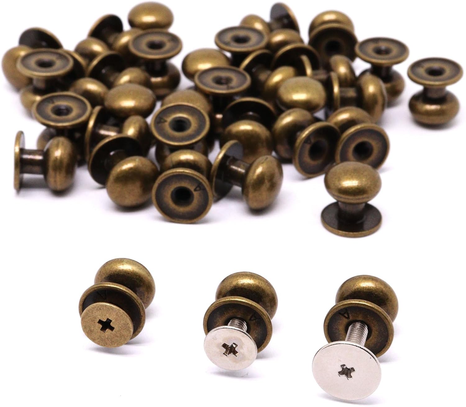 Mini Drawer Pulls, Metal Round Mini Knobs Handles Diameter 0.37inch for Jewelry Case, Small Knobs for Jewelry Box, Wood Case, Drawer, Cabinets, Closet, Cupboard (36pcs, Bronze)