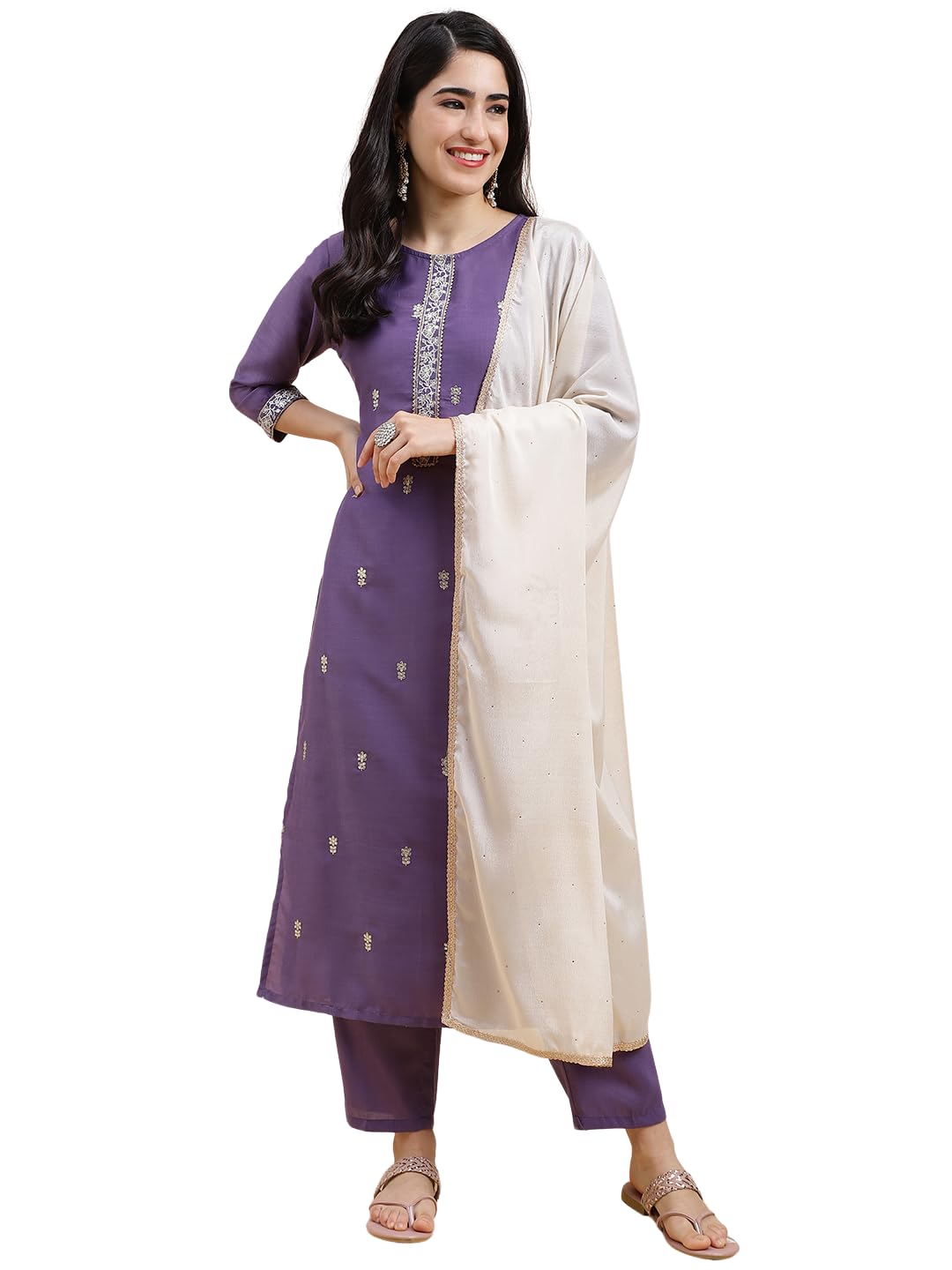 Shiv Textiles Kurta Set With Dupatta For Women - Elegant Kurti For Women - Perfect Dresses For Women - Ideal For Young Girls And Working Women.(Dipgo-Kpd-404-6-Purple-Xl)