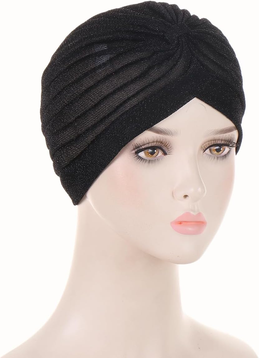 Stretchy Bright Silk Turban Cap Chemo Head Wraps Twisted India's Hat Pre-Tied Bonnet Turban for Women Girl - Image 2