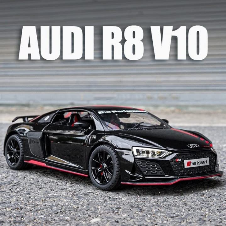 Image of Metal Pull Back Diecast Car 1:24 Big Audi R8 V10 Sport Pull Back Car Model with Sound Light Boys Gifts Toys for Kids【Pack of 1】,multicolor