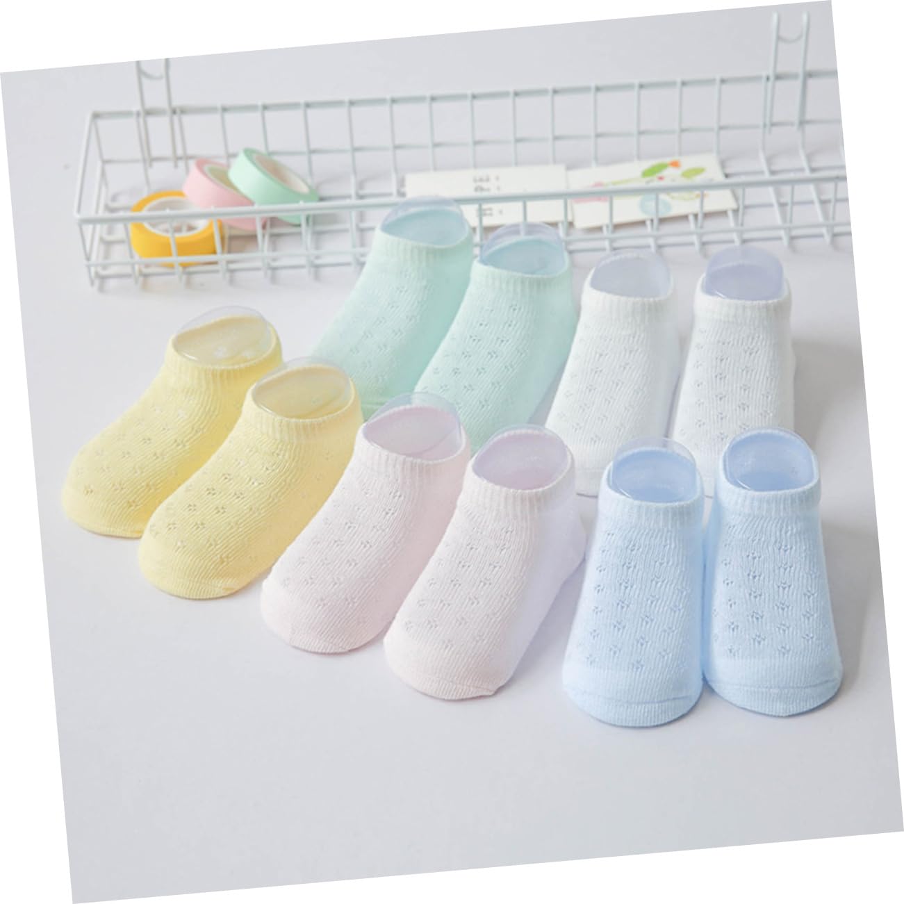 JEWEDECO Summer Breathable Ultra-thin Mesh Socks No Seam Kids No Show Socks Low Cut Tube for 0-1 Years 5 Colors