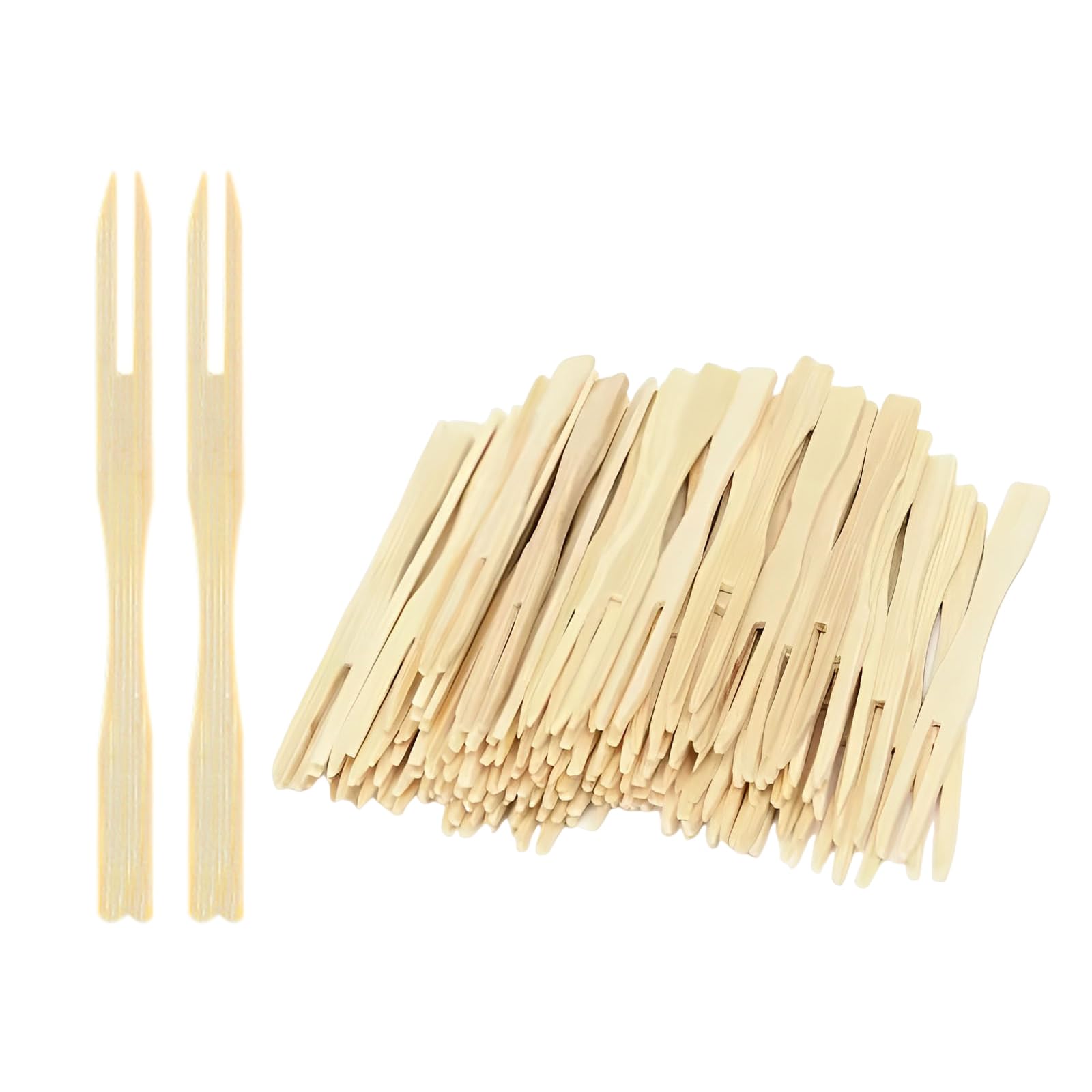 600 Forchette Cocktail In Bambù Usa E Getta - Forchette A Due Punte Per Finger Food E Antipasti - Foto 4