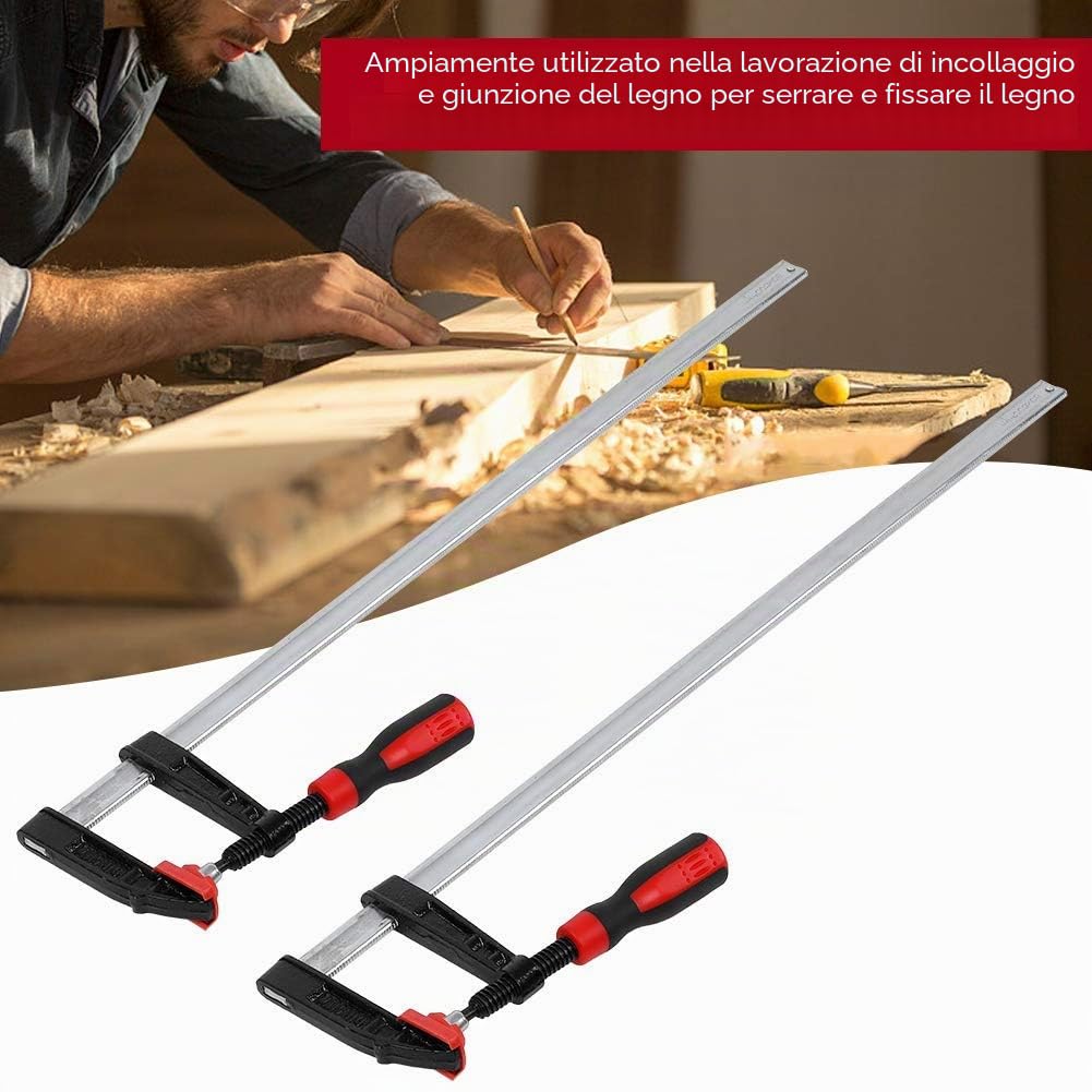 2 Morsetti a Vite 600 mm, Morsetto in Ghisa Malleabile, Apertura Alare, Lavorazione del Legno, F Clamps Bar in Ghisa Malleabile, kit di Attrezzi