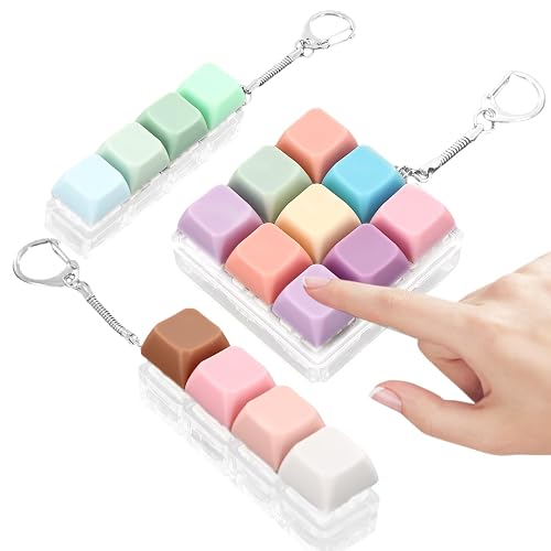 3 Pieces Keyboard Fidget Toy, Decompression Toys Keyboard Clicker Toy with Keychain for Adults to Relieve Stress and Pass Time (Style A)