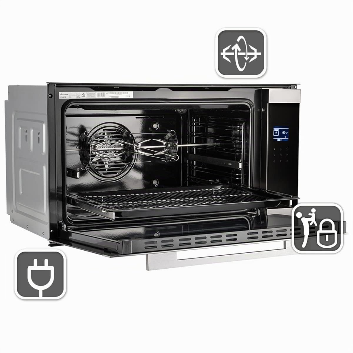 Horno electrico empotrable 90 cm | 96L | 3,4kW | Rotisserie | Parrilla | Aire circulante | Aire caliente | EB9105ED