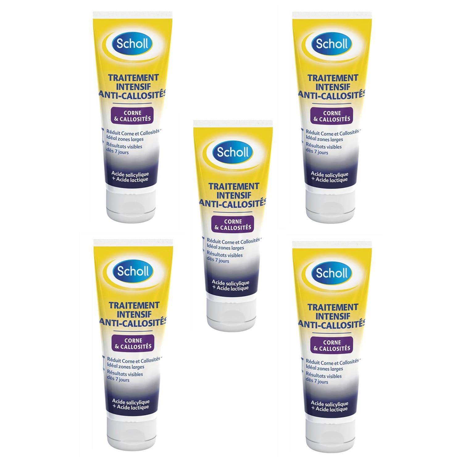 SCHOLL Lot de 5 Traitements Anti-​Callosités Tube de 75 ml