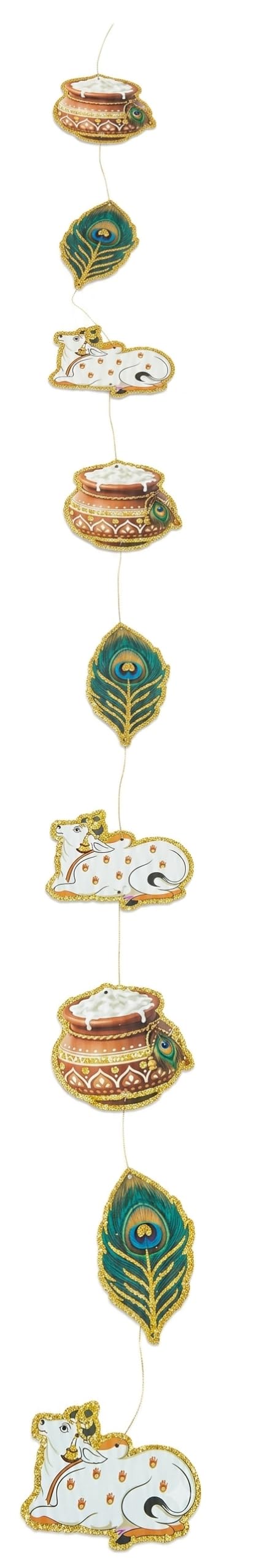 Krishna Janmashtami Cutout Garland for Wall Decor | Baby Krishna Figurine, Golden Border Design, Vibrant Colors, Easy to Install, Pooja Room Decor-image-44