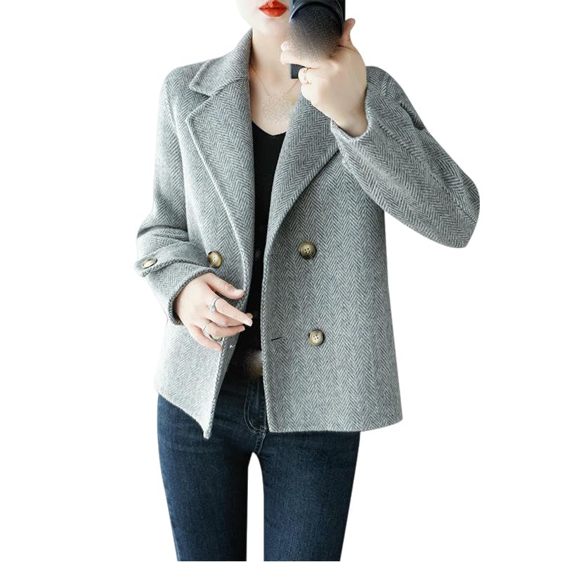 Veste cachemire femme kaki coupe courte décontractée en taille L - 5