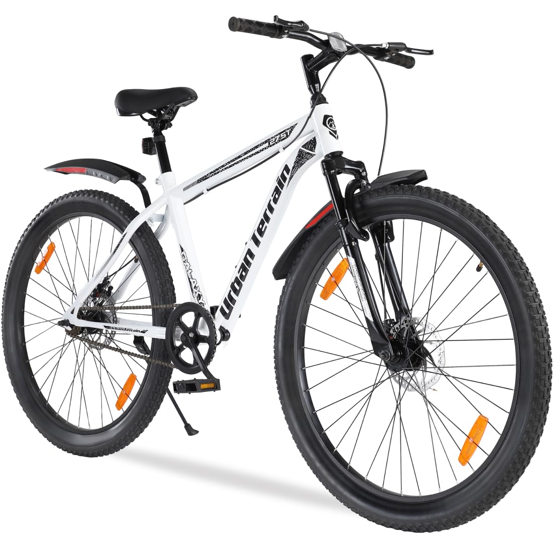 Urban Terrain Galaxy Pro High Performance Steel Mountain Cycles for Men with Front Suspension & Dual Disc Brake MTB Bike 27.5T Single Speed | Ideal for 15+ Years, Unisex, Frame Size : 17 inch, White (B0CVL6JS2X) Amazon Price History, Amazon Price Tracker