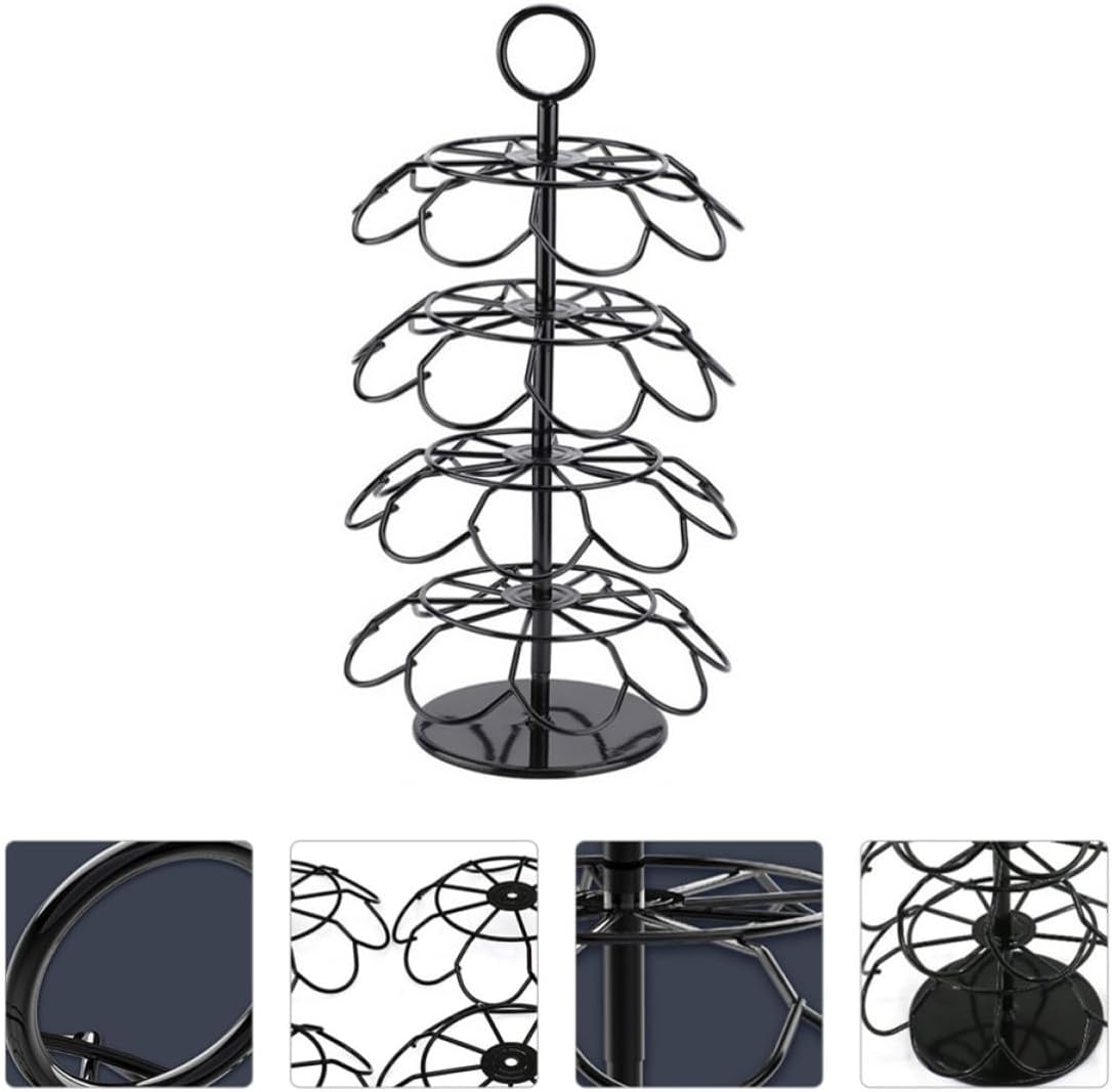 TEHAUX 4 Layer Coffee Capsule Holder 360 Degree Rotation Iron Rack