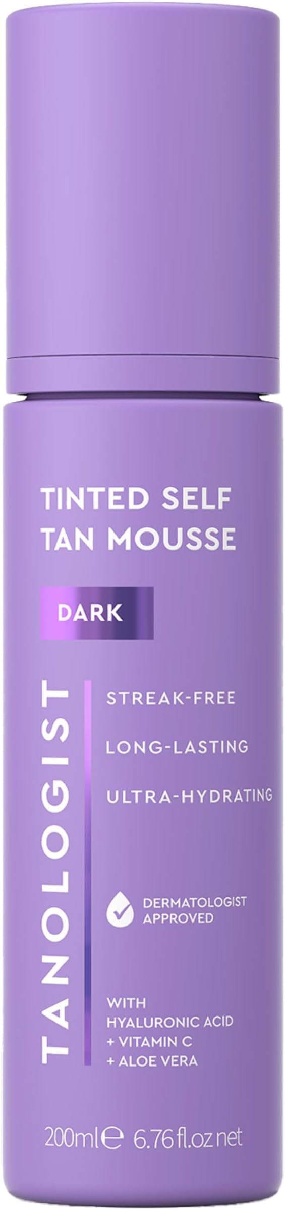 Tinted Self-Tan Mousse - Dark - Express Tan, Quick Drying & Long Lasting - Dermatologist Tested Self Tanning Foam - Tanner Mousse with Hyaluronic Acid, Vitamin C & Aloe - 6.76 fl oz