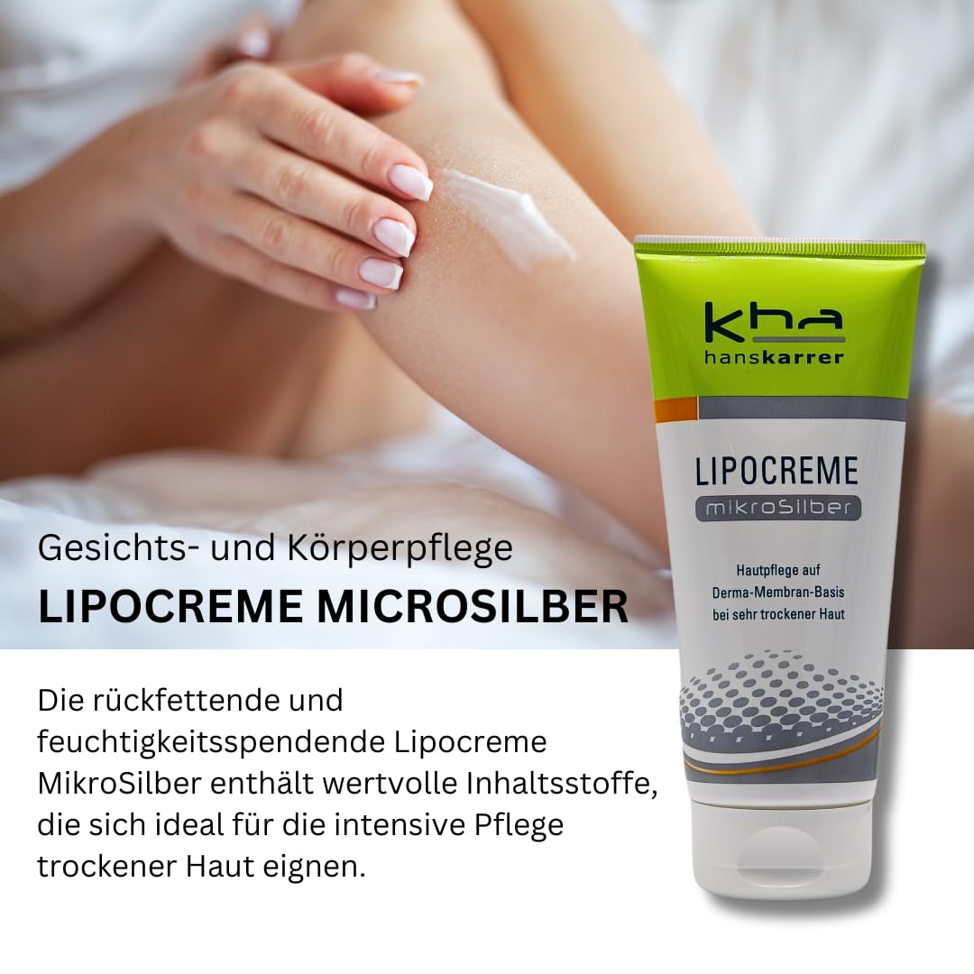 Hans Karrer Lipocreme Mikrosilber 2x 200 ml I Intensivpflege bei trockener Haut I Gesicht und Körper I Hautpflege I Feuchtigkeit I Hautschutz I ab 1 Jahr geeignet I Spar-Set plus Pharma-Perle giveaway