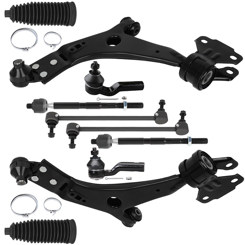 ASAPE 10Pcs Suspension Kit - Fit 2014-2018 for Ford Transit Connect 2013-2018 for Ford Focus, Front Lower Control Arm w/Ball Joint Front Tie Rod End