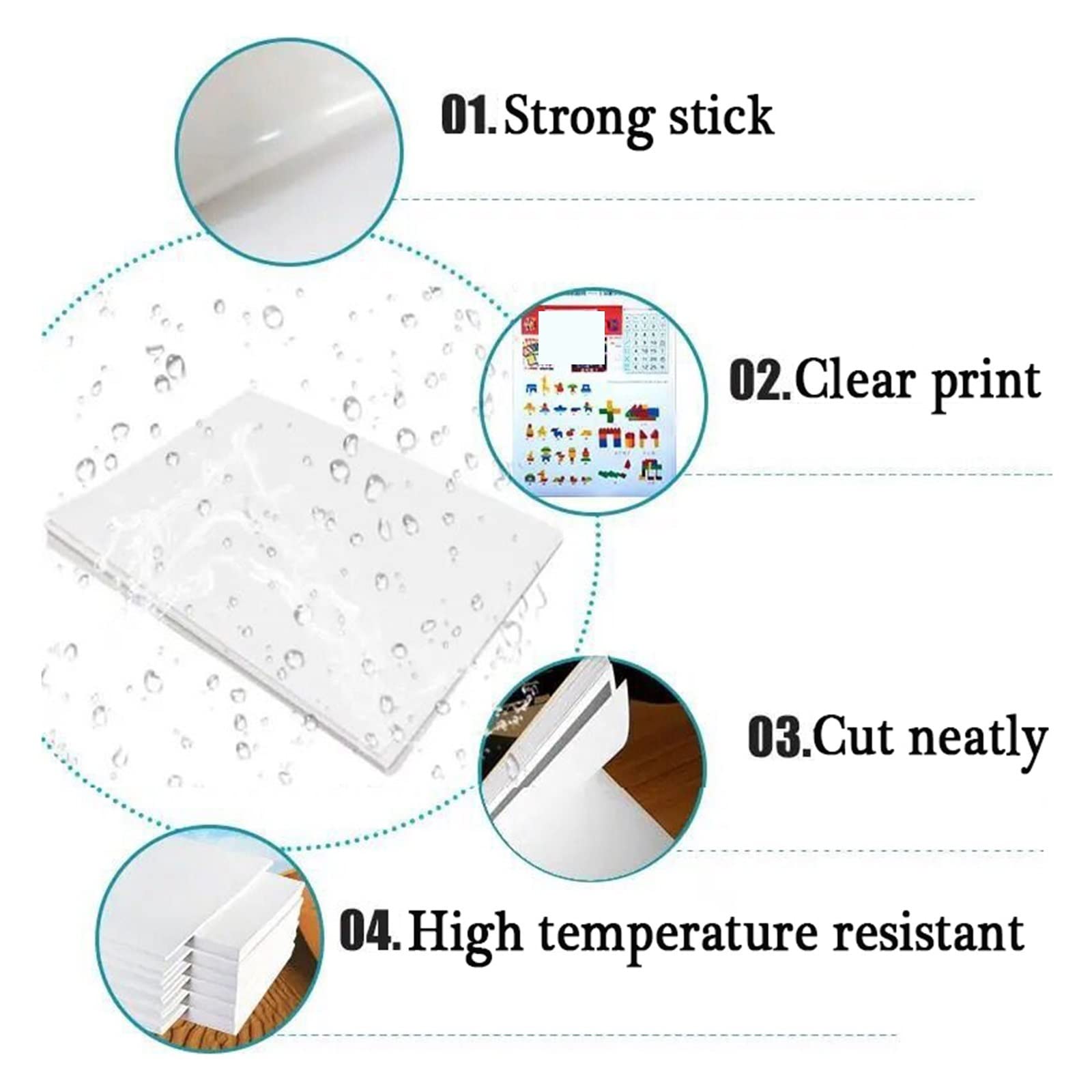 A4 selbstklebendes PP-Synthetikpapier, Tintenstrahldruckpapier, mattweiß, blanko, glänzend, wasserdicht, Etikettenaufkleber for Laserdrucker Lucky (Color : Laser Glossy 50)