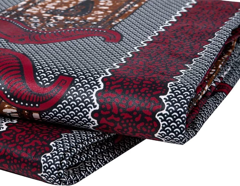 African Fabric 6 Yards Polyester Kente Print Wax Cloth Ankara Crafts Fabric