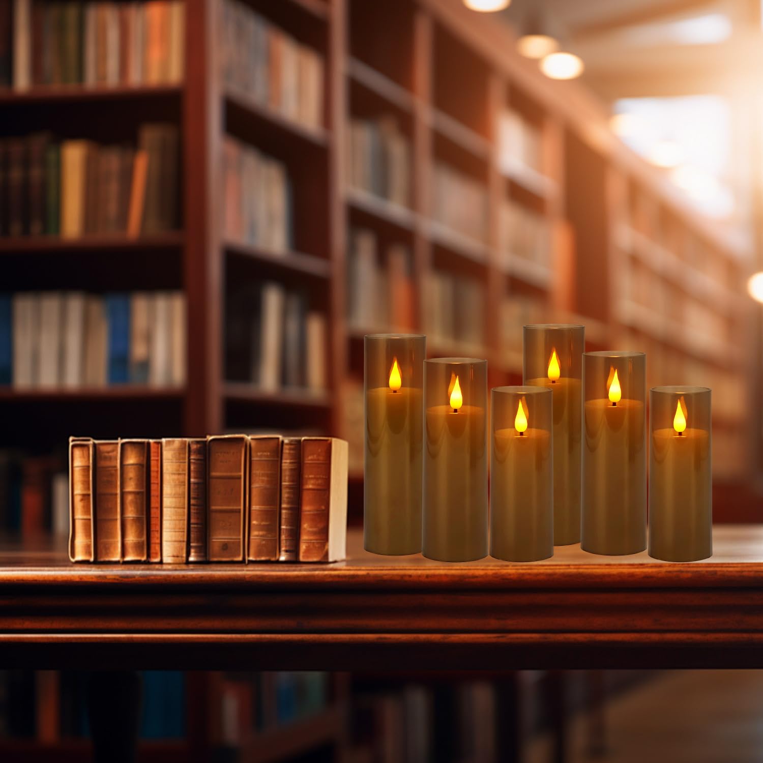 YOROXRG Candele tremolanti senza fiamma, a batteria, con telecomando e timer da 2/4/6/8 H, in plexiglass, a LED, con stoppino realistico in movimento, candele per la decorazione della casa, confezione